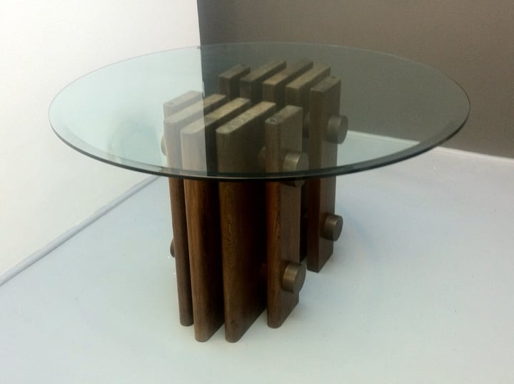 Image of Wenge and Bronze Pedestal Table
