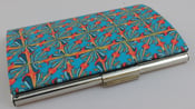 Image of Aqua, orange, and deep yellow geometric polymer business card case (Mawr Rhys Collection)
