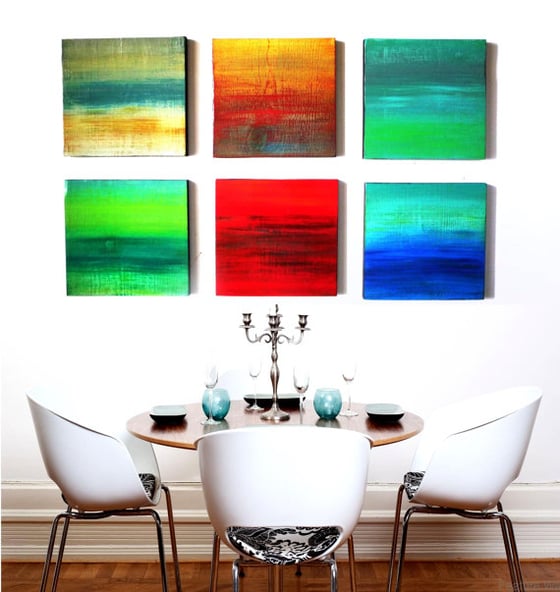 Image of 'OCEANS & SUNSETS' | Abstract Original Painting | Paintings on Wood | Wood Wall Decor