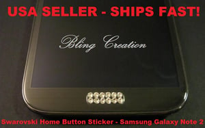 Image of Double Bling Swarovski Crystal Home Button Sticker/Cell Samsung Galaxy s3, s4, s5, Note 2, 3 & 4