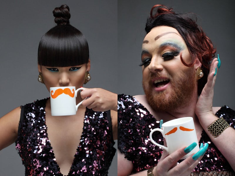 Image of Original Ginger Charlie Chaplin & Inspector Poirot Moustache Mug Pair - Set of Two