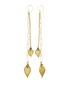 Image of Real Evergreen Earrings Preserved in 24k Gold with Gold Chain