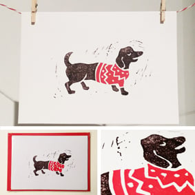 Image of 5 x Sausage Dog Christmas Cards