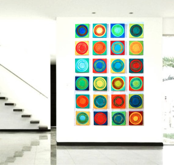 Image of 'DANCING CIRCLES' | Original Abstract Wall Art | Geometric Painting | Colorful Art