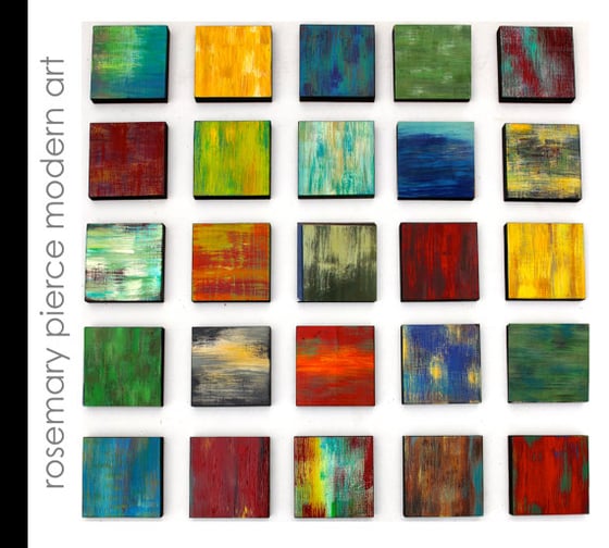 Image of 'CHUNKY COLOR BLEND BLOCKS' | Abstract Wall Art | Original Paintings on Wood | Wood Block Art