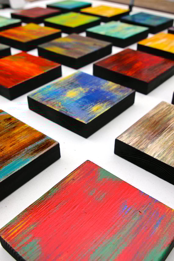 Chunky Color Blend Blocks Abstract Wall Art Original