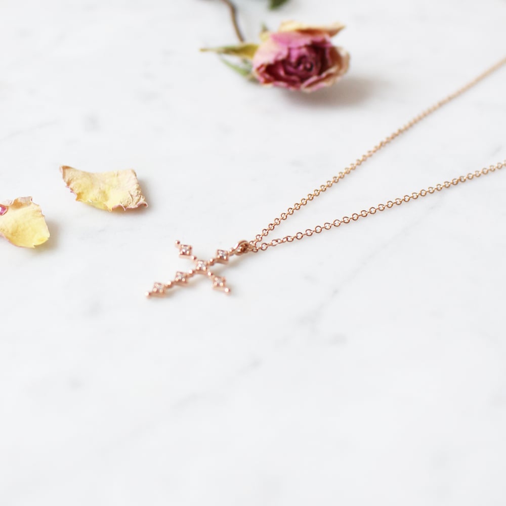 Image of Pink Antique Cross Necklace