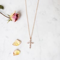 Image 3 of Pink Antique Cross Necklace