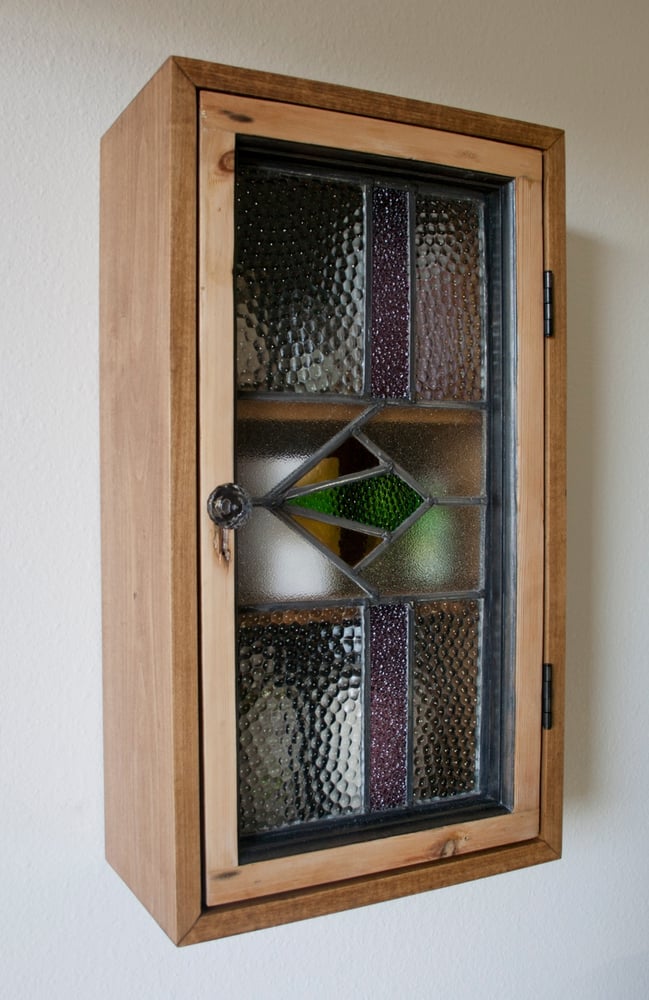 Image of Wall Cabinets : Salvaged Geometric Stained Glass Windows