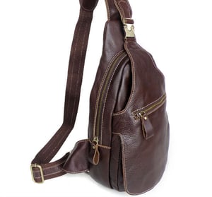 Image of Genuine Leather Unique Mens Sling Backpack Shoulder Messenger Bag 2467