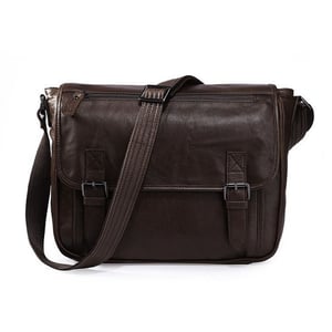 Image of Mens Soft Genuine Leather Messenger Shoulder Bag 