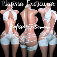 Image 5 of Crystal Rhinestone Bodysuit for Women - White, Black, Red and Pink Sparkle Outfits 