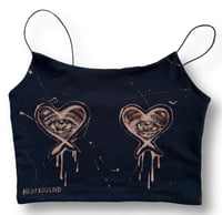 Image 1 of “TWO HEARTS BECOME ONE” BLEACH PAINTED CROP CAMI SMALL