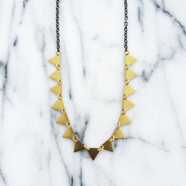 Image of Pennant Triangles Brass Necklace