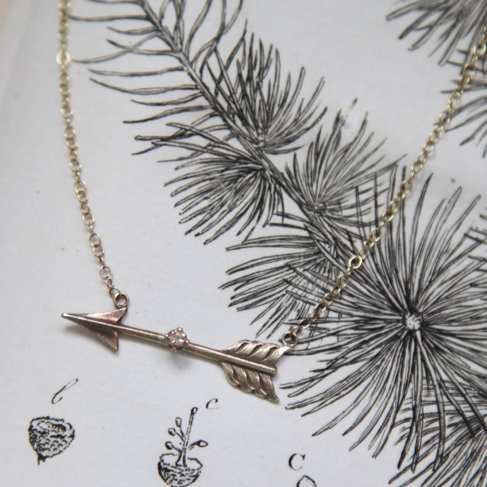Image of *SALE - WAS £295* gold arrow and champagne diamond necklace