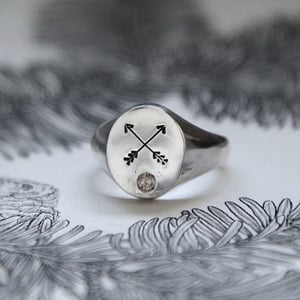 Image of *SALE - was £275* large arrow signet ring with diamond