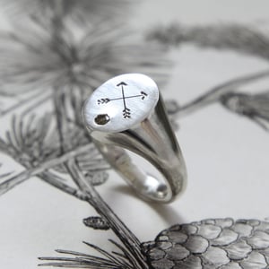 Image of *SALE - was £275* large arrow signet ring with diamond