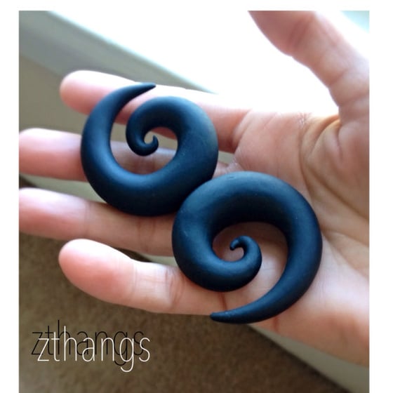 Image of Solid Black Spirals for Stretched Ears (5mm - 1 inch)