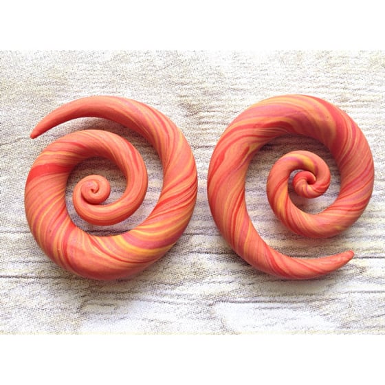 Image of 11mm (7/16") Sunrise Spiral Earrings for Stretched Ears