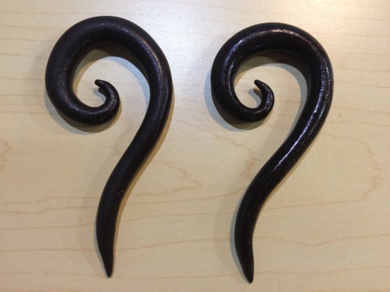 Image of SALE! 8mm (0g) Brown Spiral Dangle Earrings for Stretched Ears
