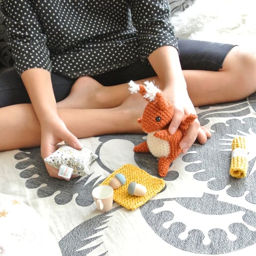 Image of Doudou écureuil avec les accessoires