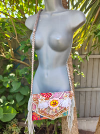 Image 2 of Chilean Bag -white tassles / fringes and Silver strap