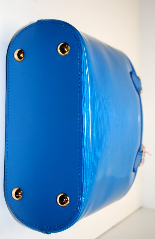Image of Louis Vuitton Blue Vinyl Epi Plage Leather Mini Lagoon Bay Bag