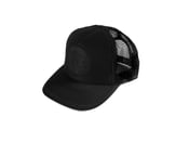 Image of "Monogram" Trucker Hat, Black/Black (P1B-T0523)