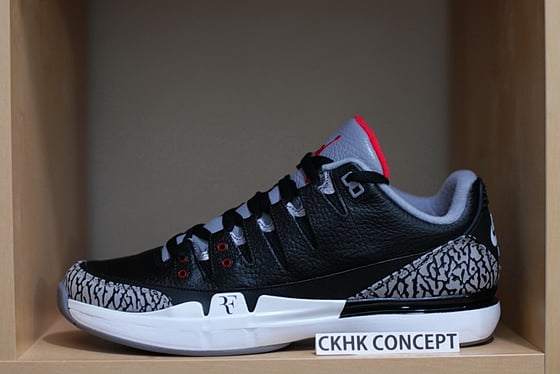 Image of Nike Zoom Vapor AJ3 - RF x Jordan - Black Cement