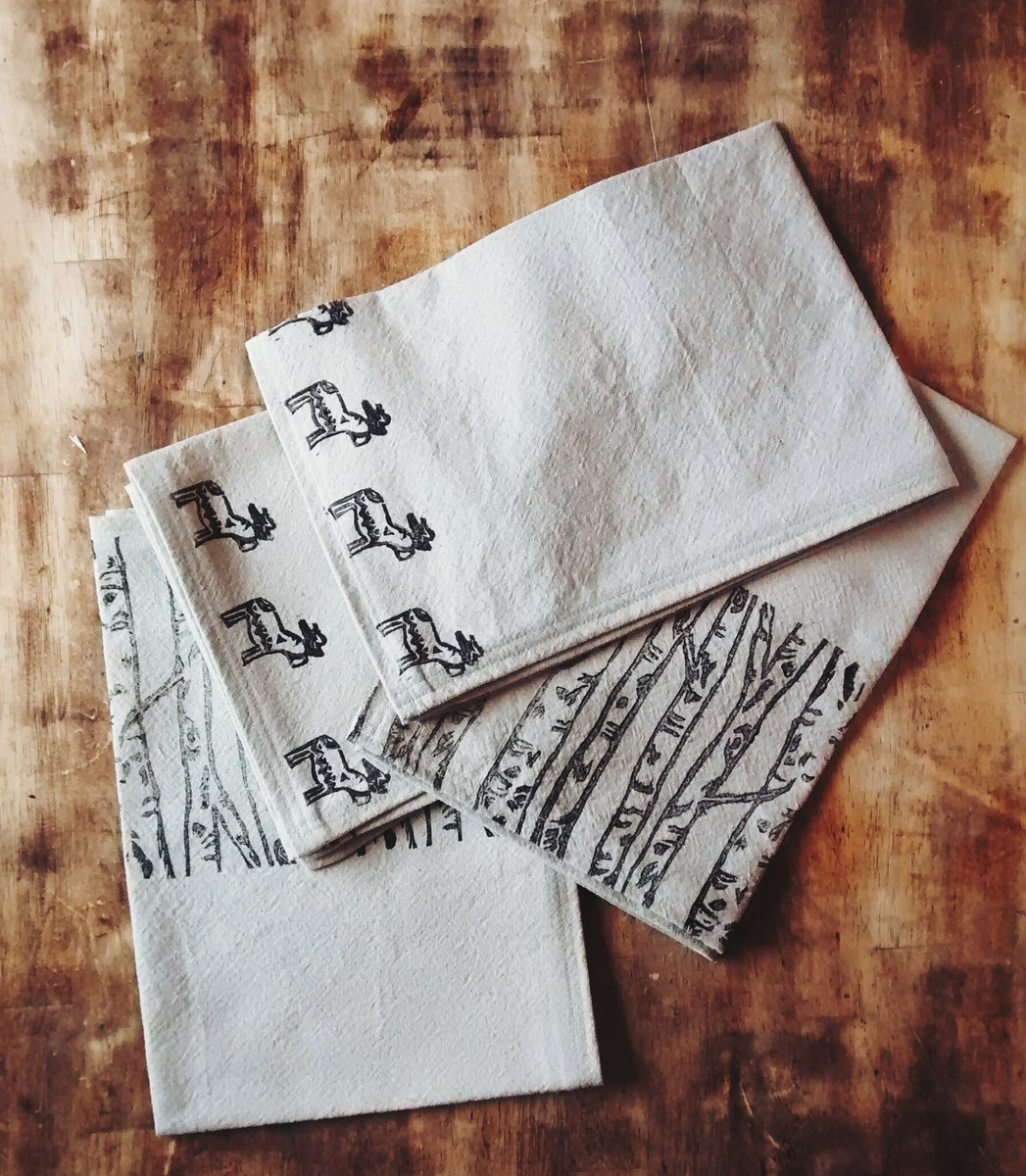 Hand Printed Tea Towel / DeerPrint Ink