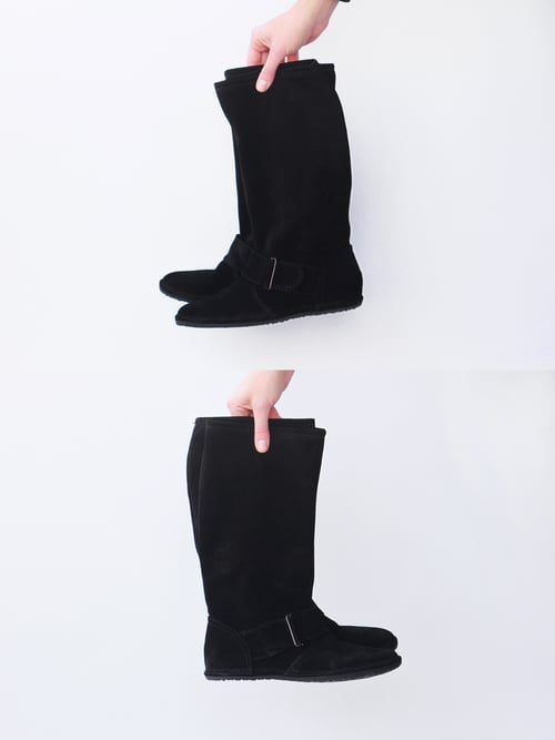 Image of Slouchy Boots in Black suede 