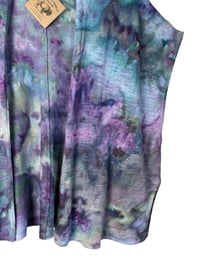 Image 6 of ♻️ UPCYCLED L Open Front Kimono Style Sweater Cardigan in Mermaid Watercolor Ice Dye
