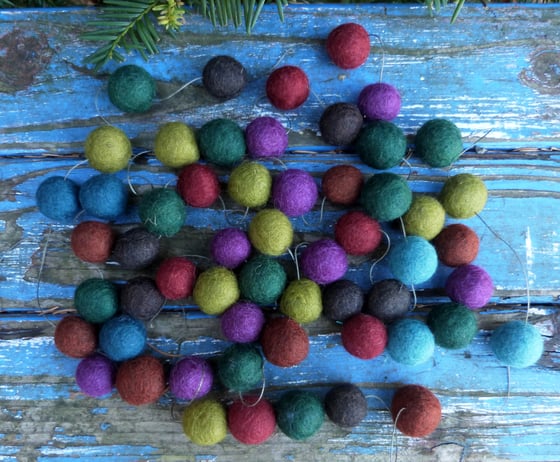 Image of Jewel Garland felt ball garland in rich jewel colors