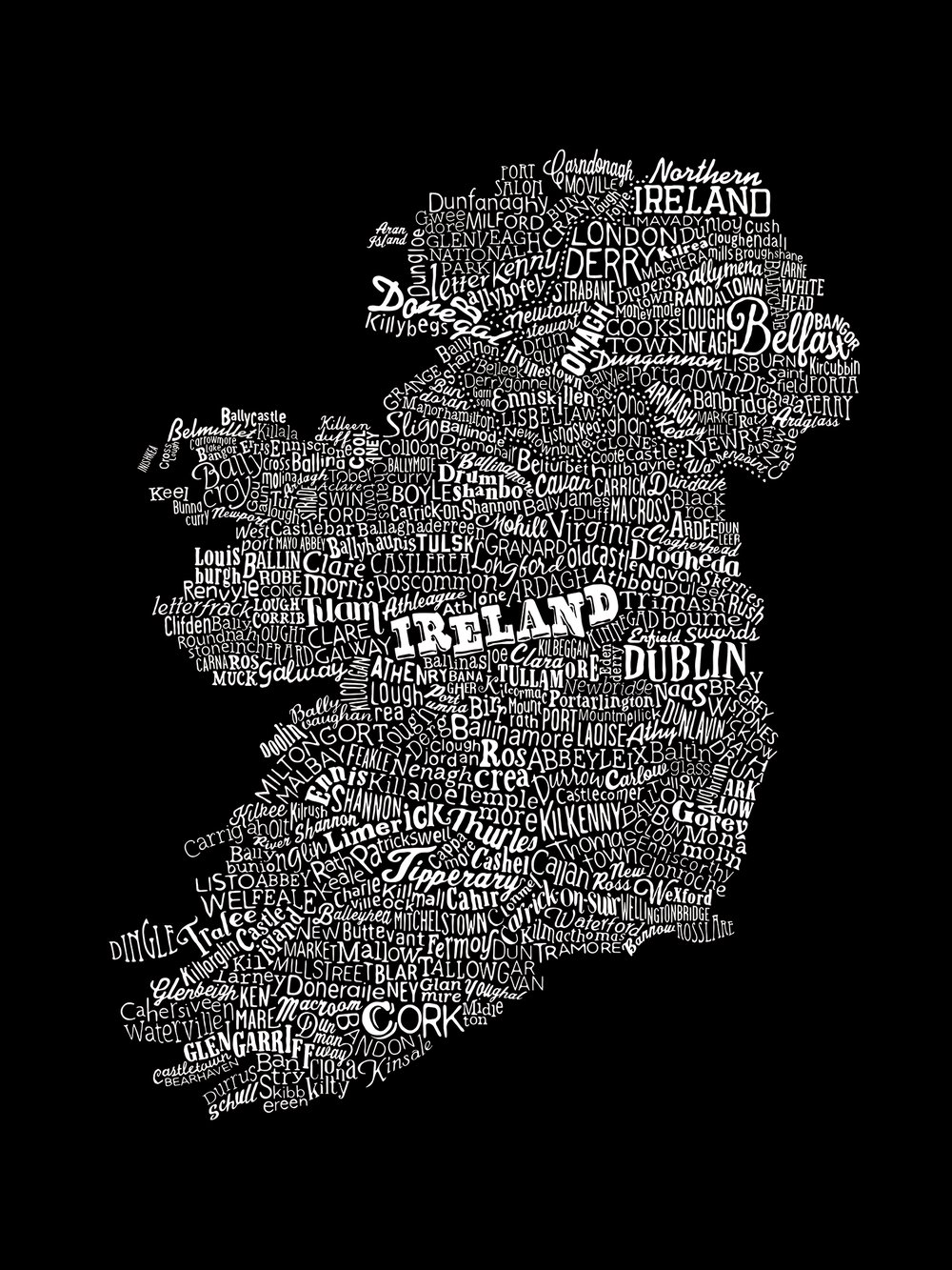 Ireland Type Map (Black, 2014)