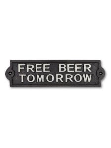 Image of Free Beer Tomorrow Cast Iron Bar Sign