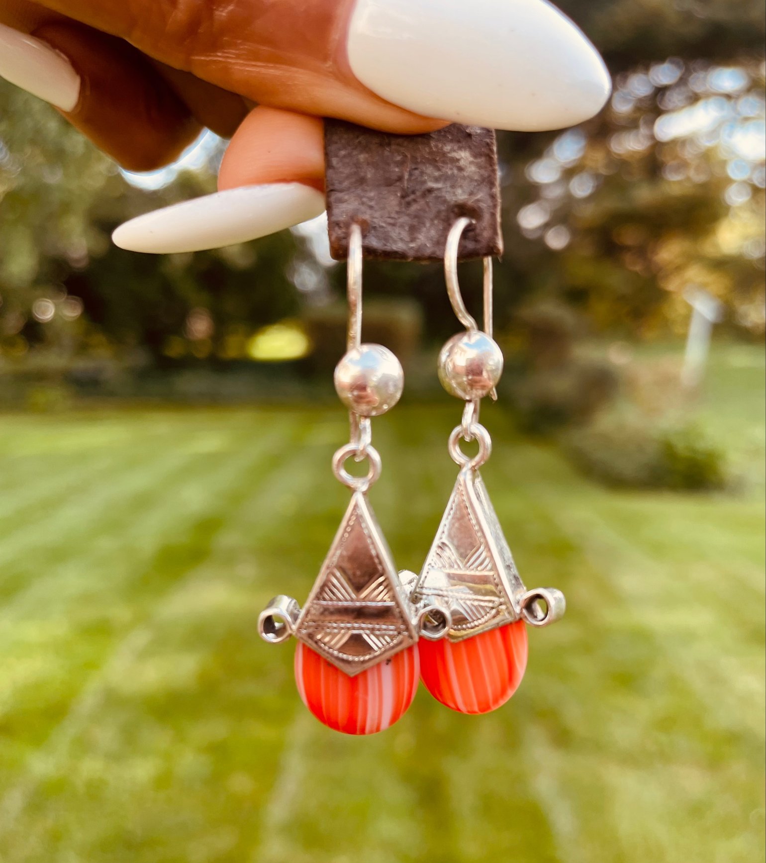 Image of Tuareg Silver & Coral Small Earrings