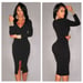 Image of Deep V Long Sleeve Midi Dress