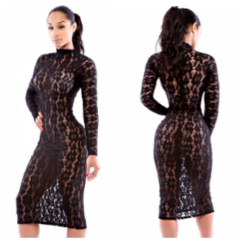 Image of Sheer Lace Mini Dress