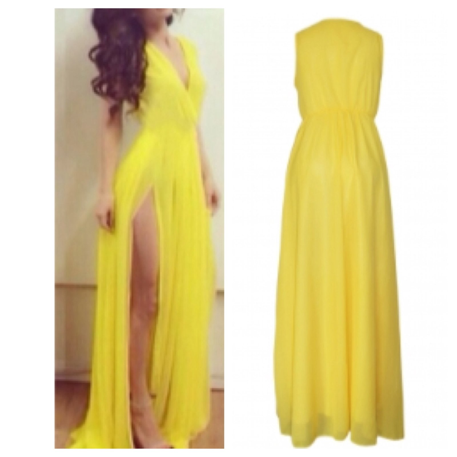 yellow maxi dress with split