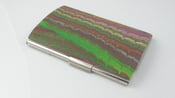 Image of Pink-and-lime-green chevron marbled polymer card case (Marbled Collection)