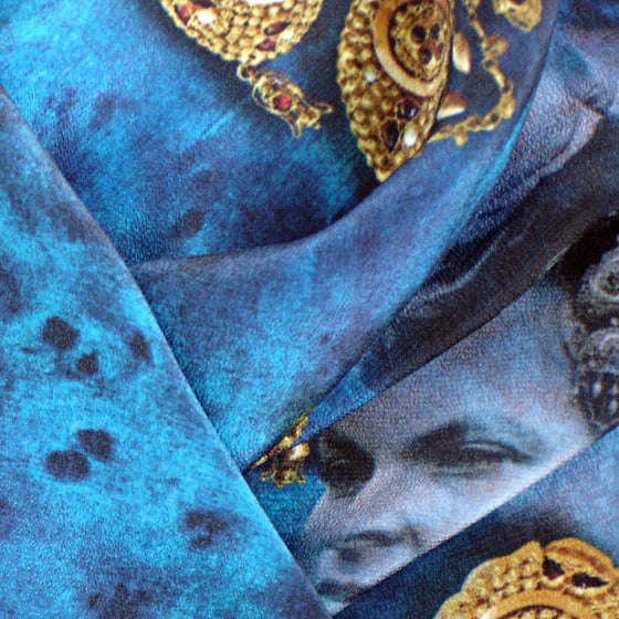 Image of Digitally printed silk scarf Costume Ornaments 