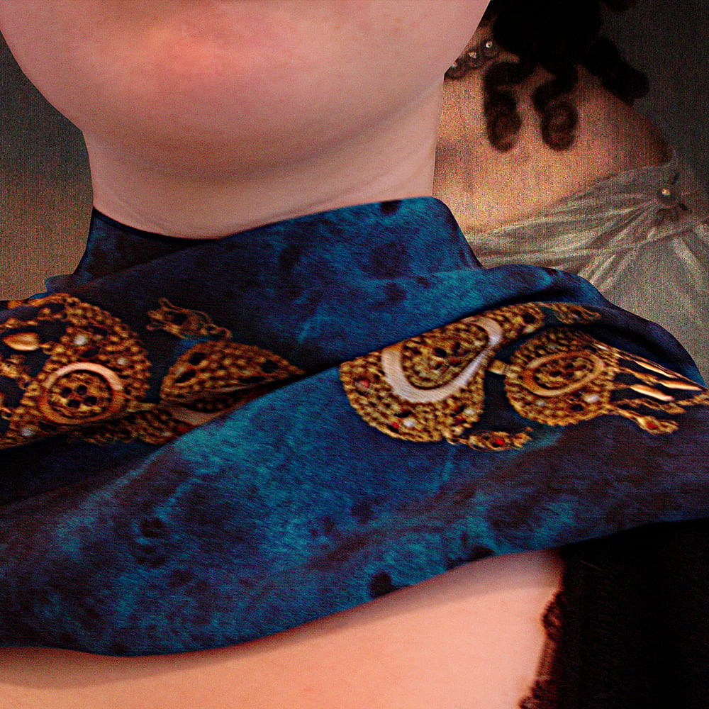 Image of Digitally printed silk scarf Costume Ornaments 
