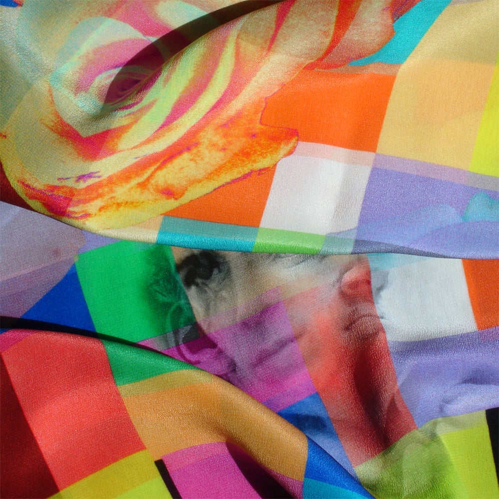 Image of Digitally printed silk scarf David, Roses, Ruben 