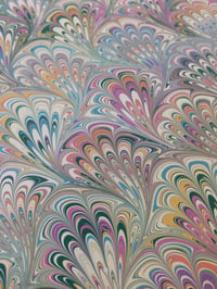 Image 4 of Marbled Paper #42 'Pastel Peacock' design