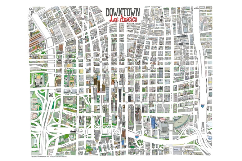 Image of Downtown L.A. Hand-Drawn Map Print