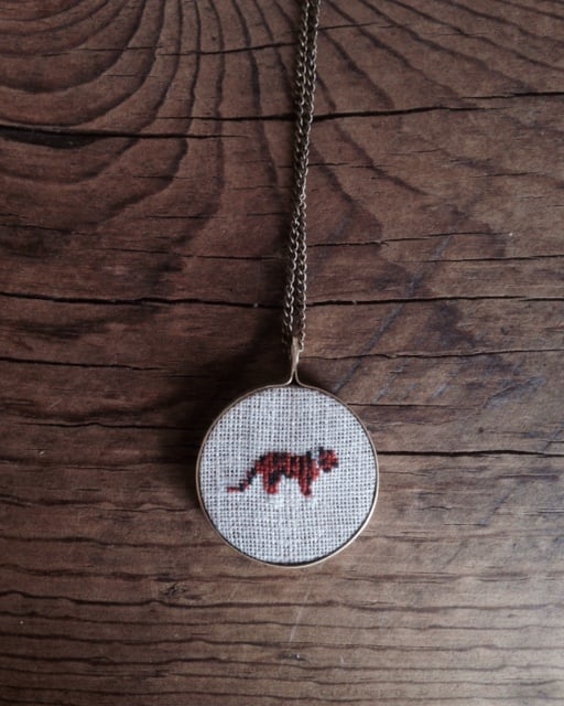 Image of Tiger Cross Stitched Pendant