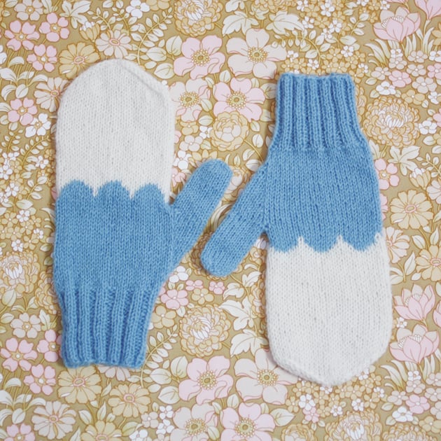 light blue mittens