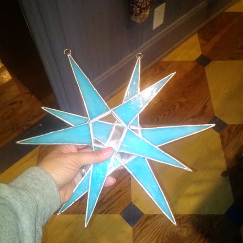 Image of Set of 4 Frosty Stars-Christmas stained glass