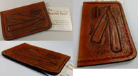 Image 2 of Custom Hand Tooled Leather Minimalist Front Pocket Wallet, Business Card, Credit Card, ID Holder