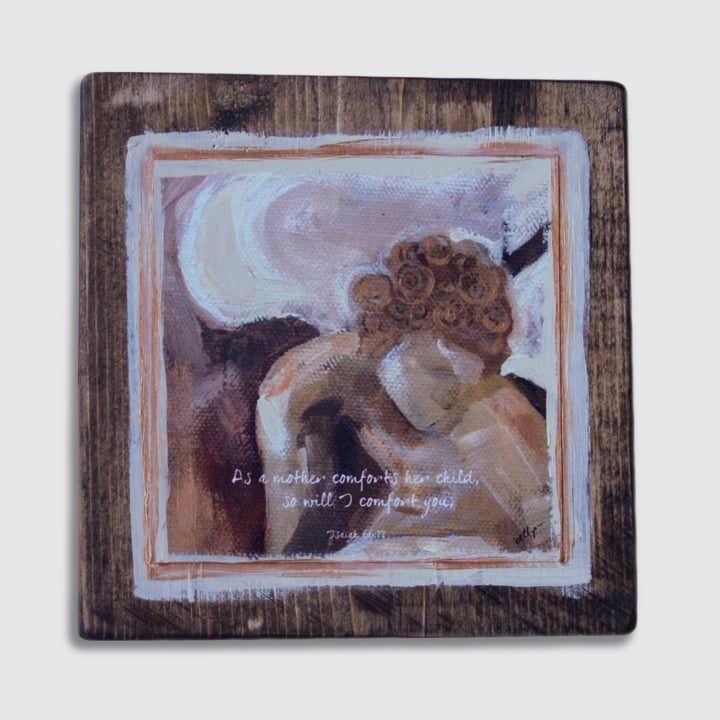 Image of sympathy angel print on wood